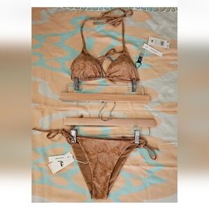 Rusty Juniors Chestnut Brown Two Piece Bikini  Swimwear NWT MSRP 82.00